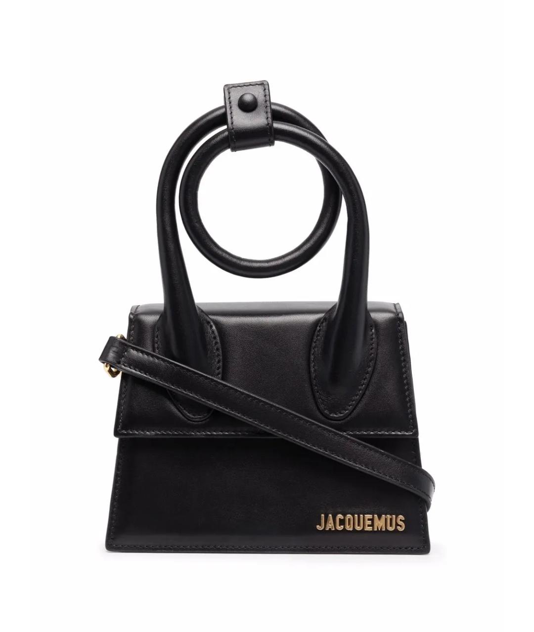 JACQUEMUS Черная кожаная сумка с короткими ручками, фото 1