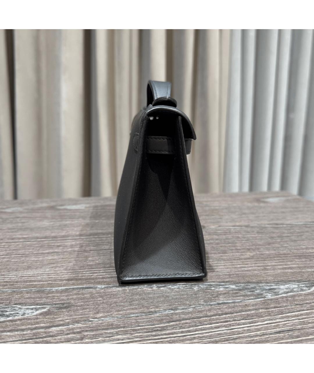 HERMES Черная кожаная сумка с короткими ручками, фото 4