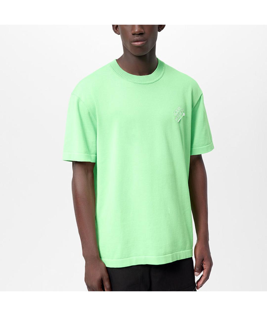 LOUIS VUITTON Салатовая хлопковая футболка, фото 3