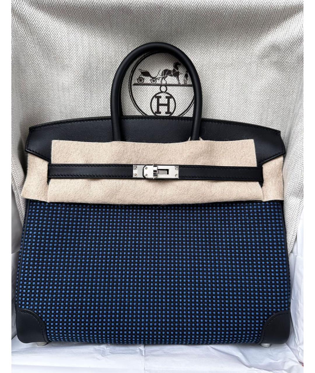 HERMES Темно-синяя сумка с короткими ручками, фото 3