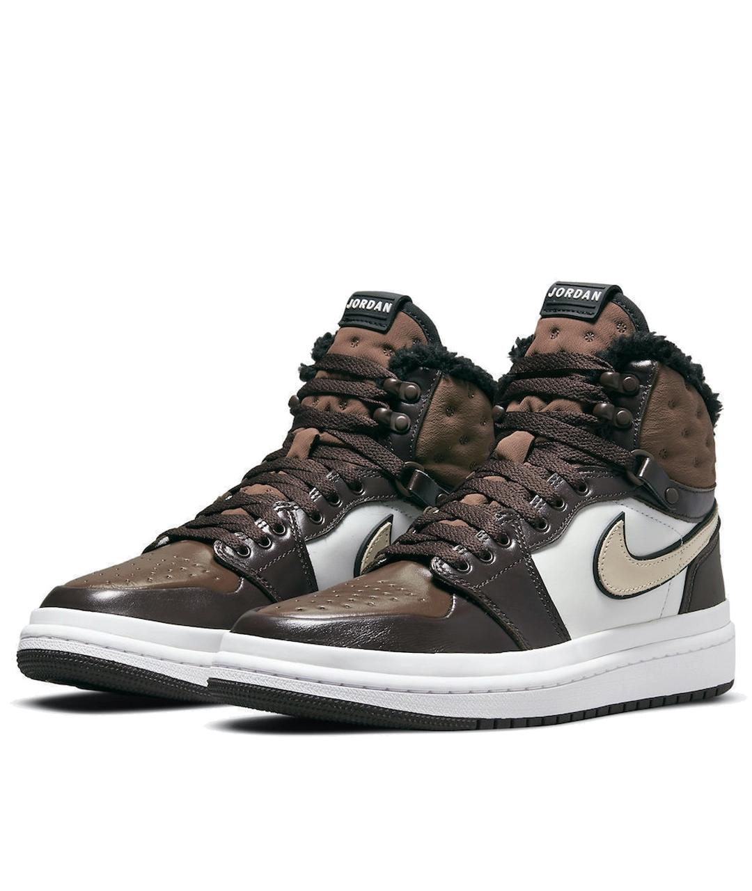 JORDAN Коричневые кожаные кроссовки, фото 2