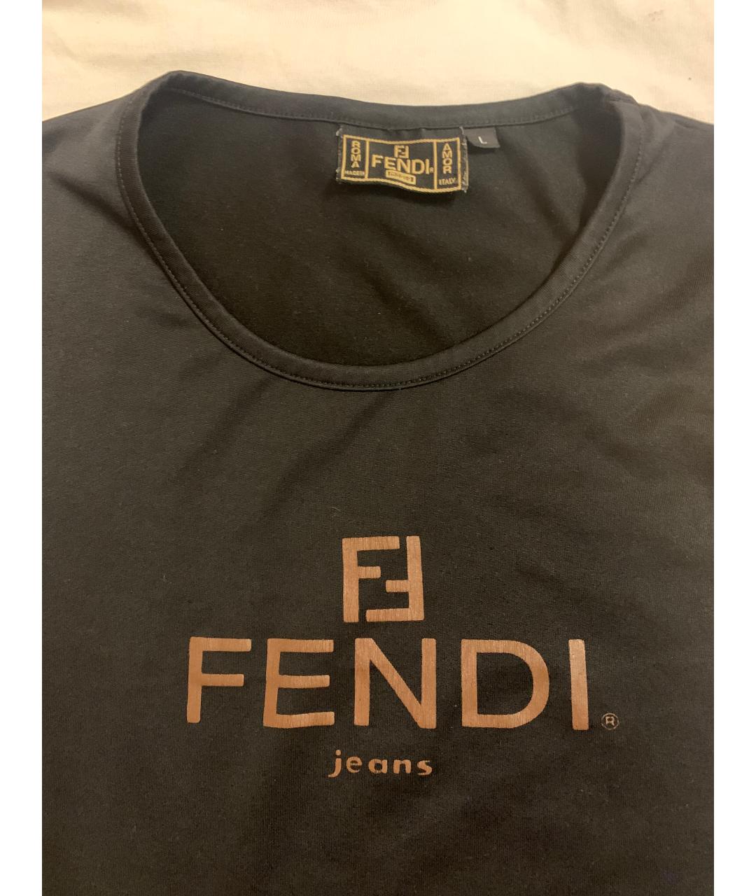 FENDI Черная полиэстеровая футболка, фото 3