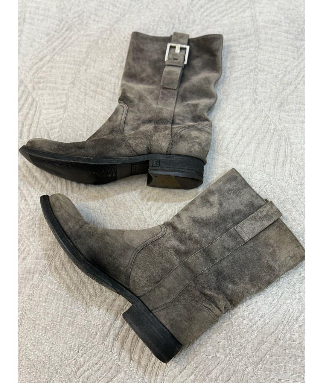 CHANEL Серые замшевые полусапоги, фото 4
