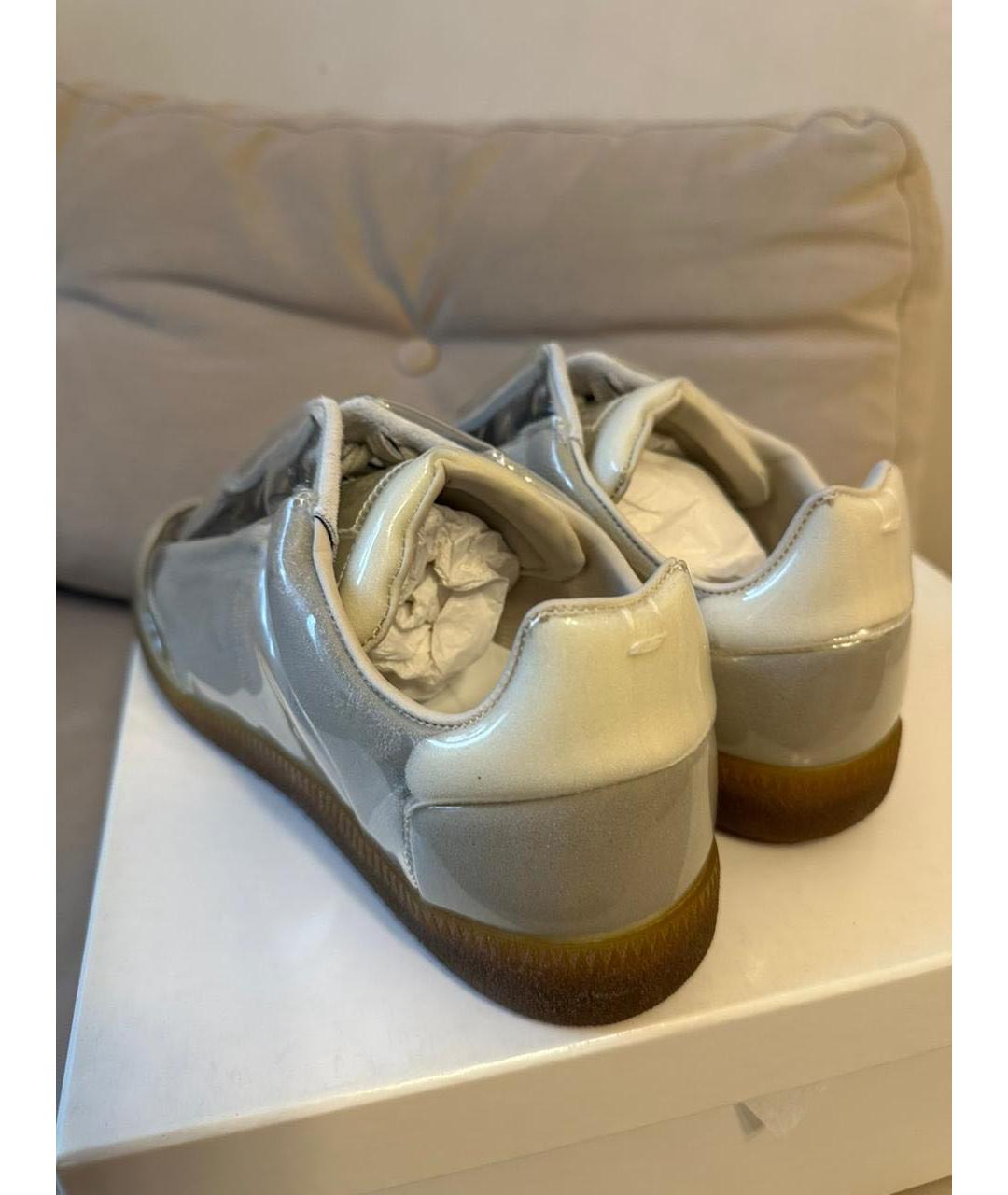 MAISON MARGIELA Серые кожаные низкие кроссовки / кеды, фото 2