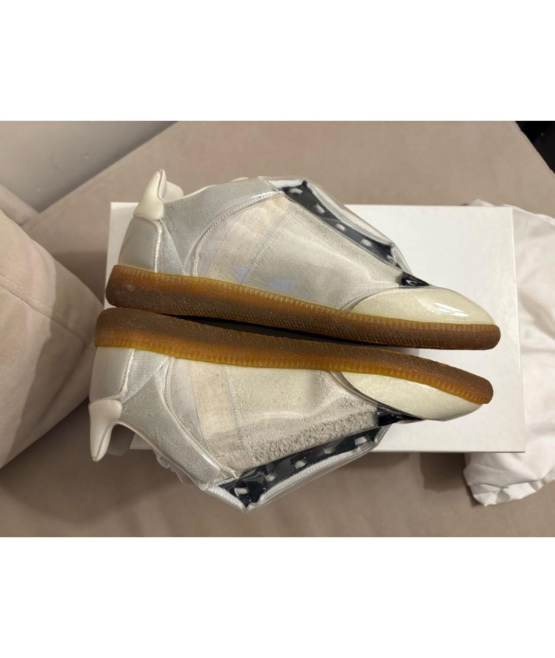 MAISON MARGIELA Серые кожаные низкие кроссовки / кеды, фото 4