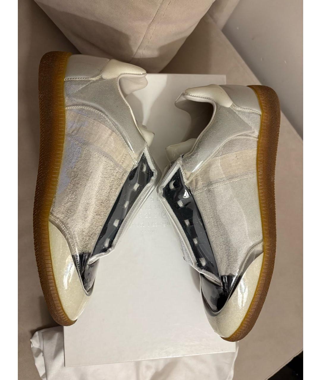 MAISON MARGIELA Серые кожаные низкие кроссовки / кеды, фото 3