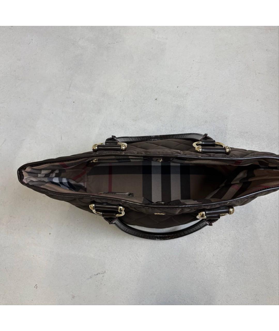 BURBERRY Коричневая кожаная сумка тоут, фото 8