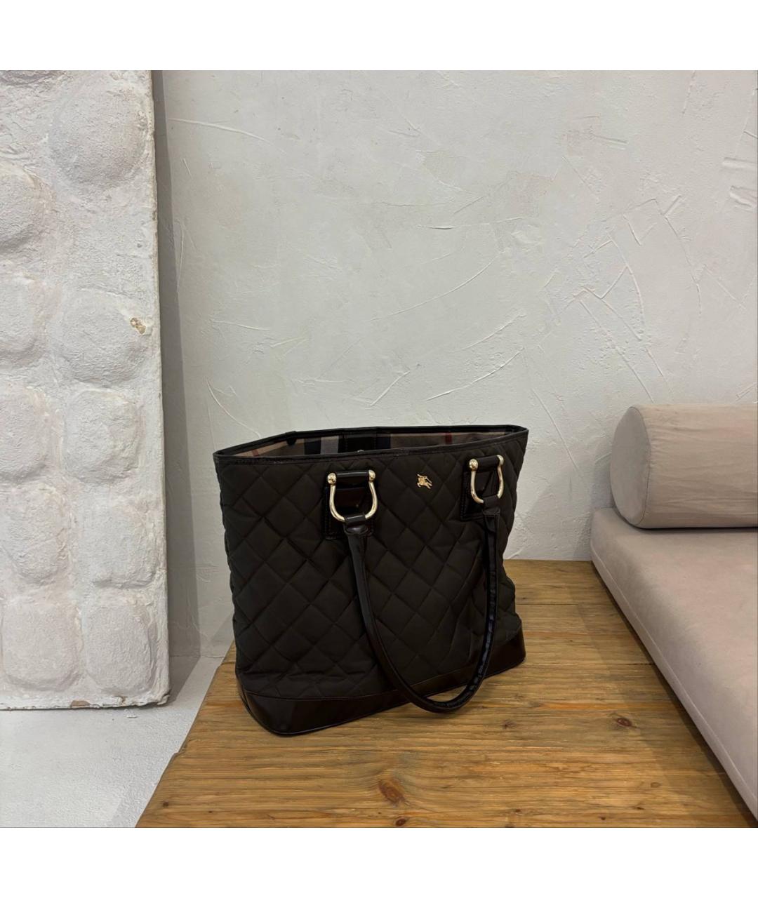 BURBERRY Коричневая кожаная сумка тоут, фото 3