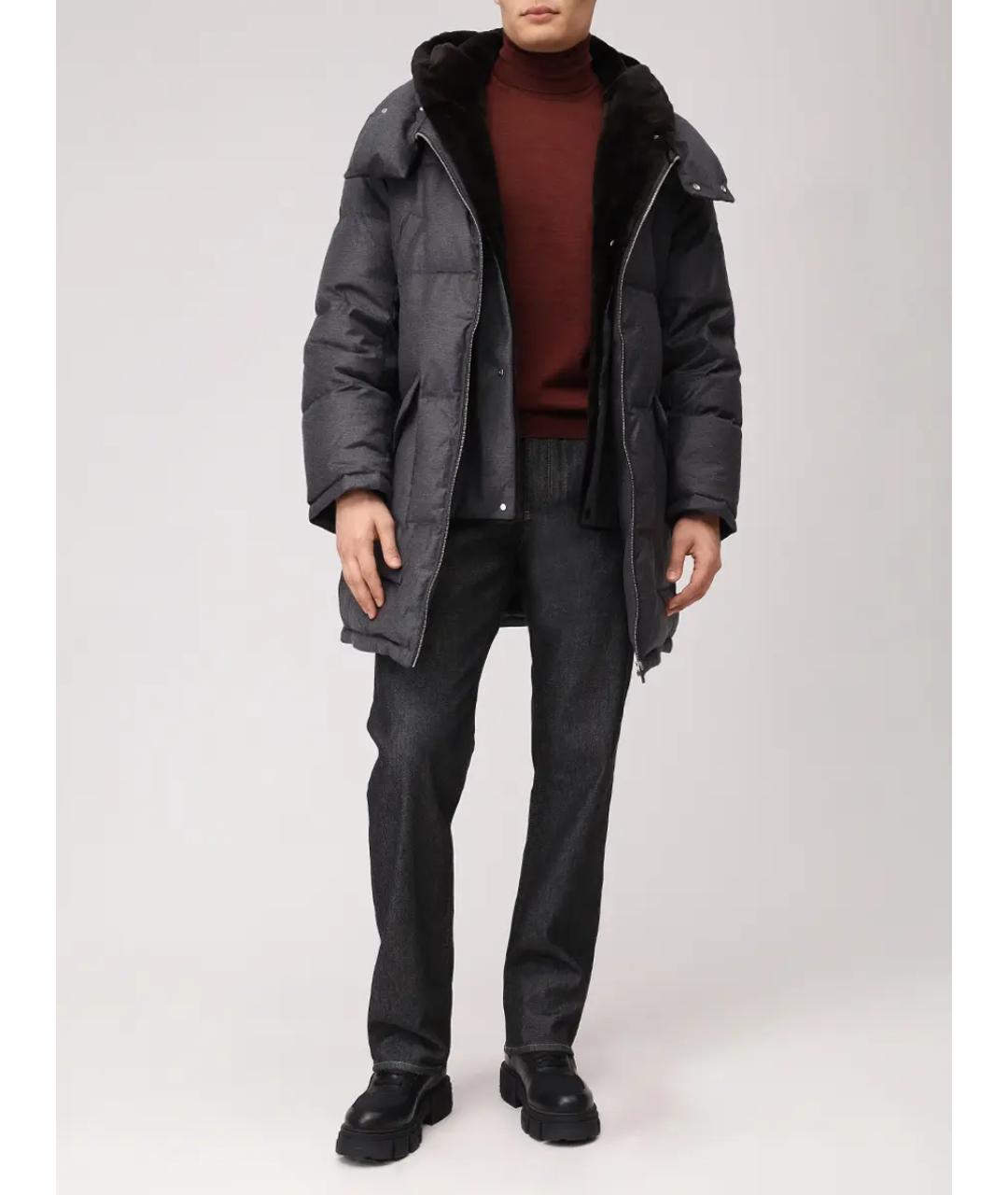 YVES SALOMON Серый пуховик, фото 2