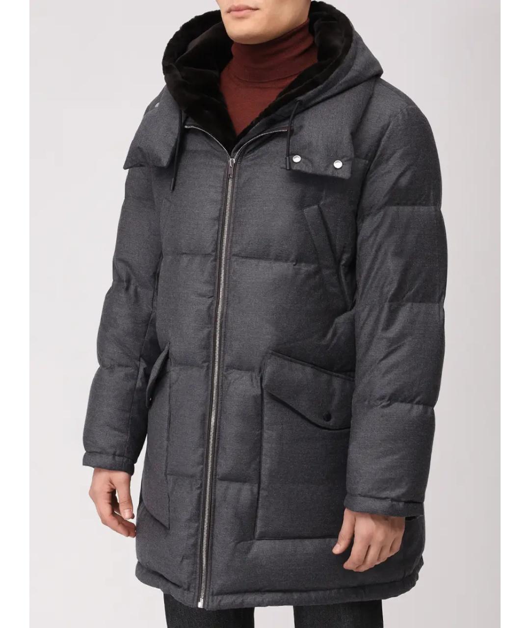 YVES SALOMON Серый пуховик, фото 4