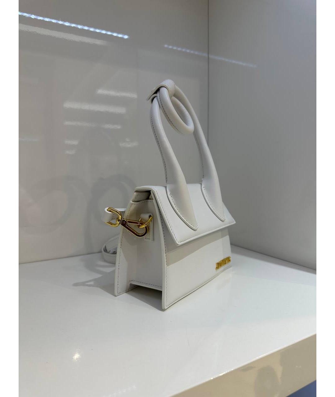 JACQUEMUS Белая кожаная сумка через плечо, фото 3