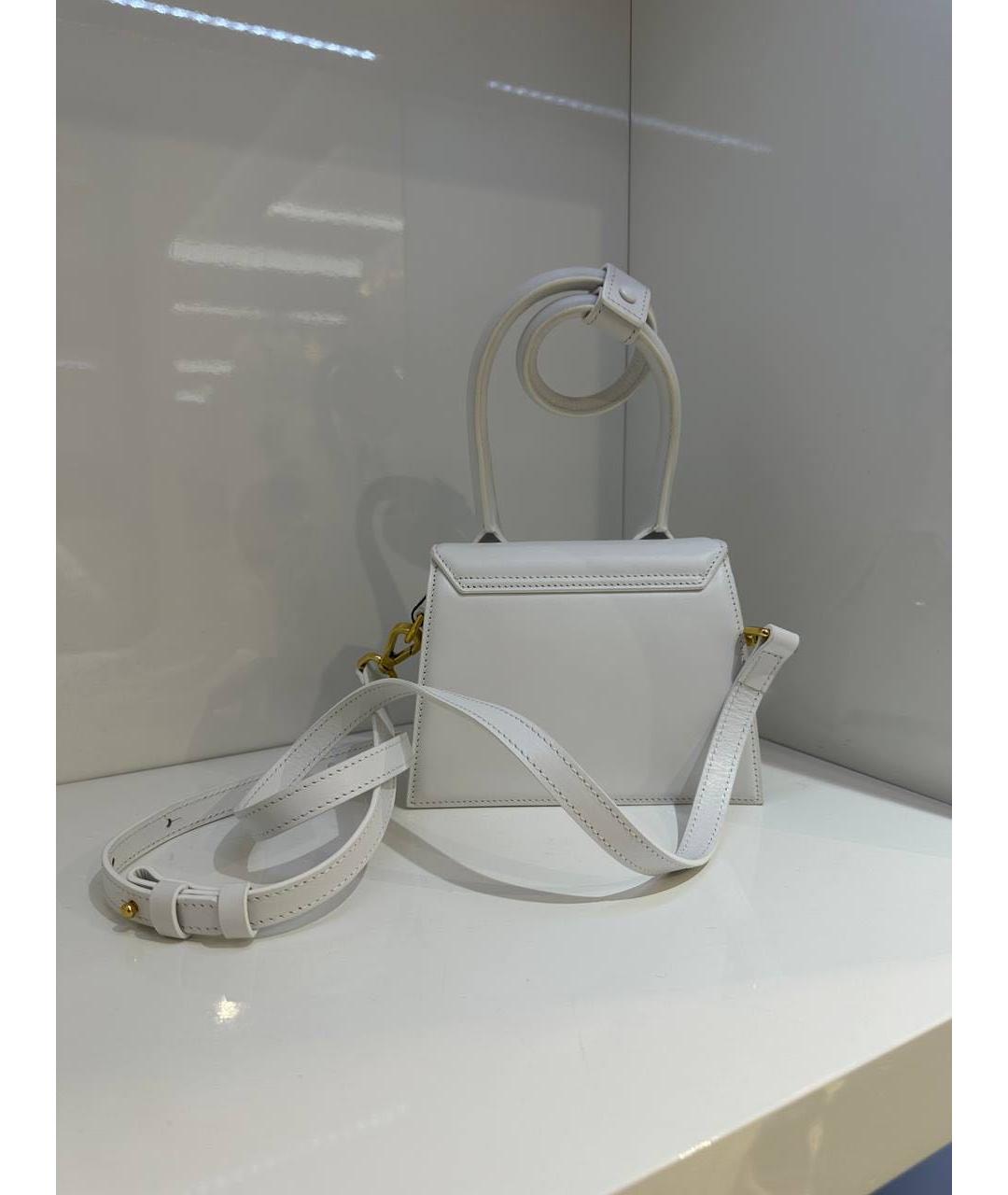 JACQUEMUS Белая кожаная сумка через плечо, фото 4