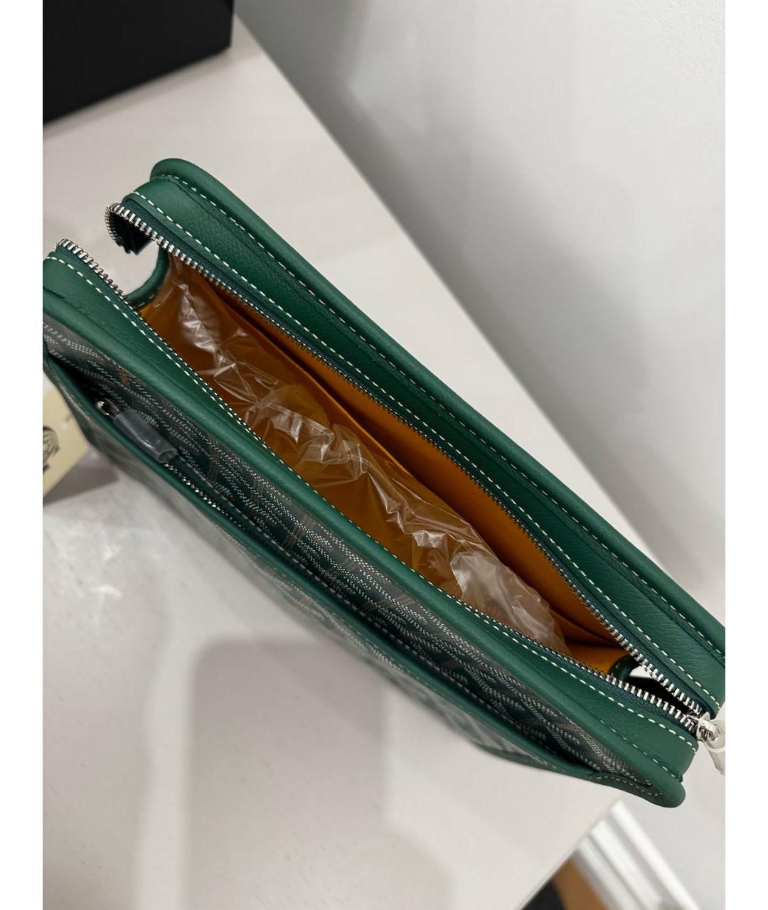 GOYARD Зеленая кожаная барсетка, фото 7