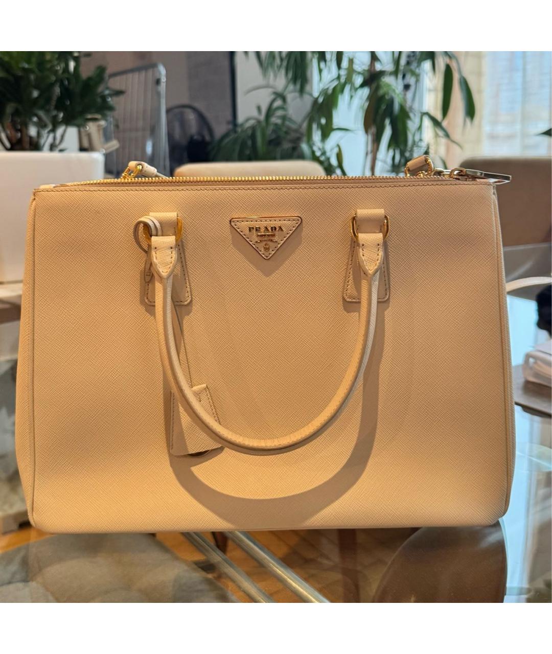 PRADA Белая кожаная сумка тоут, фото 4