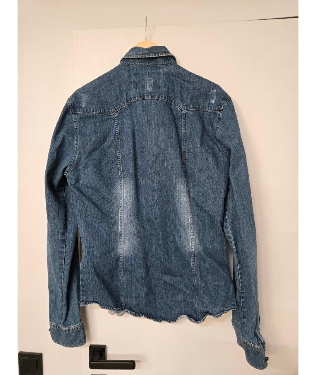 PHILIPP PLEIN Темно-синяя хлопковая кэжуал рубашка, фото 3