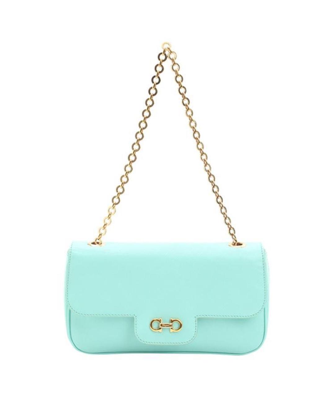 FERRAGAMO Бирюзовая кожаная сумка через плечо, фото 7