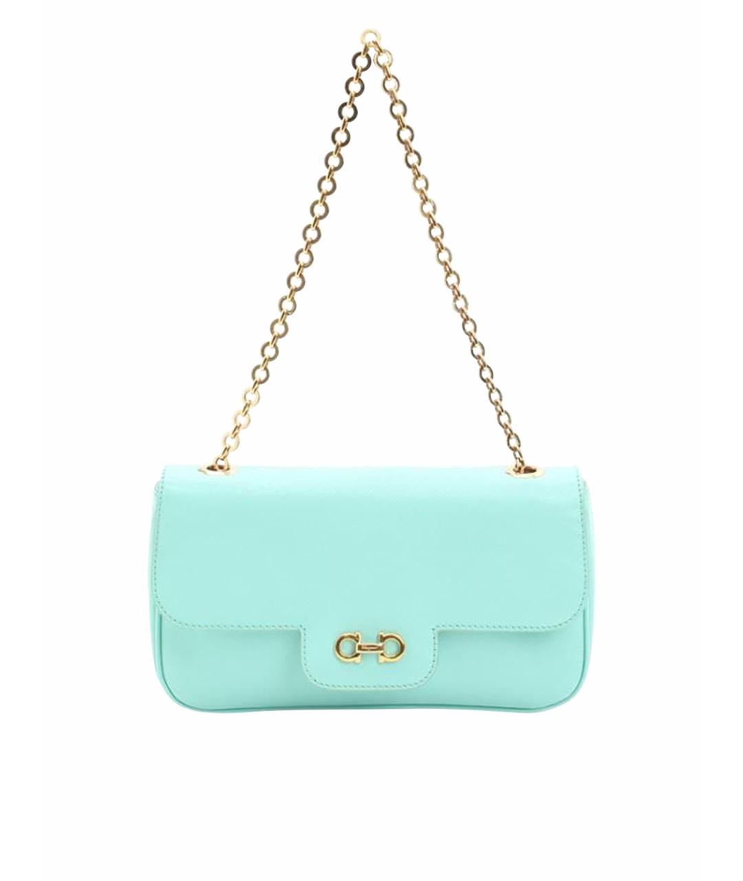 FERRAGAMO Бирюзовая кожаная сумка через плечо, фото 1