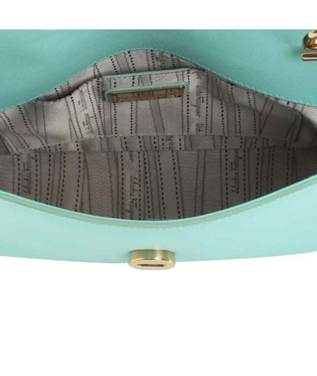 FERRAGAMO Бирюзовая кожаная сумка через плечо, фото 4