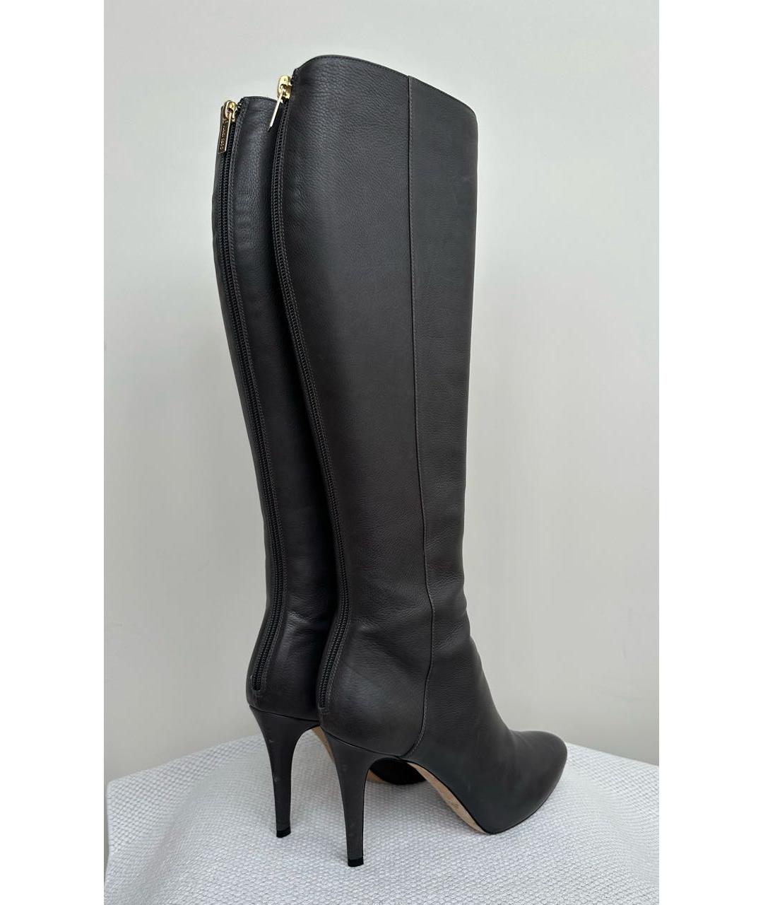 JIMMY CHOO Антрацитовые кожаные сапоги, фото 3