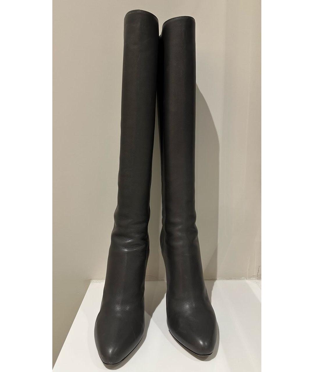 JIMMY CHOO Антрацитовые кожаные сапоги, фото 2