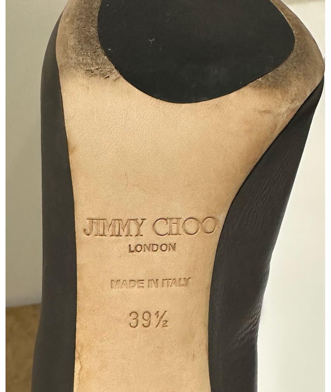 JIMMY CHOO Антрацитовые кожаные сапоги, фото 6