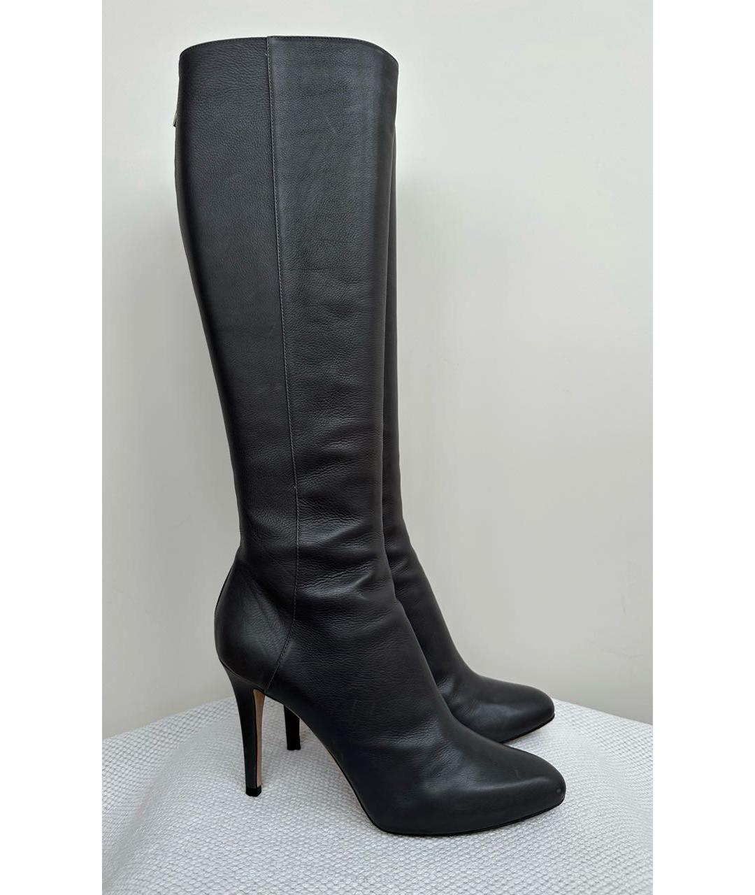 JIMMY CHOO Антрацитовые кожаные сапоги, фото 8