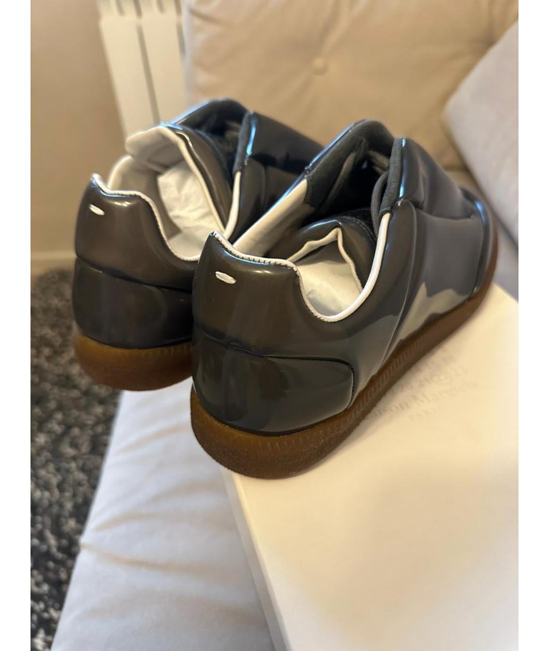 MAISON MARGIELA Черные кожаные низкие кроссовки / кеды, фото 3