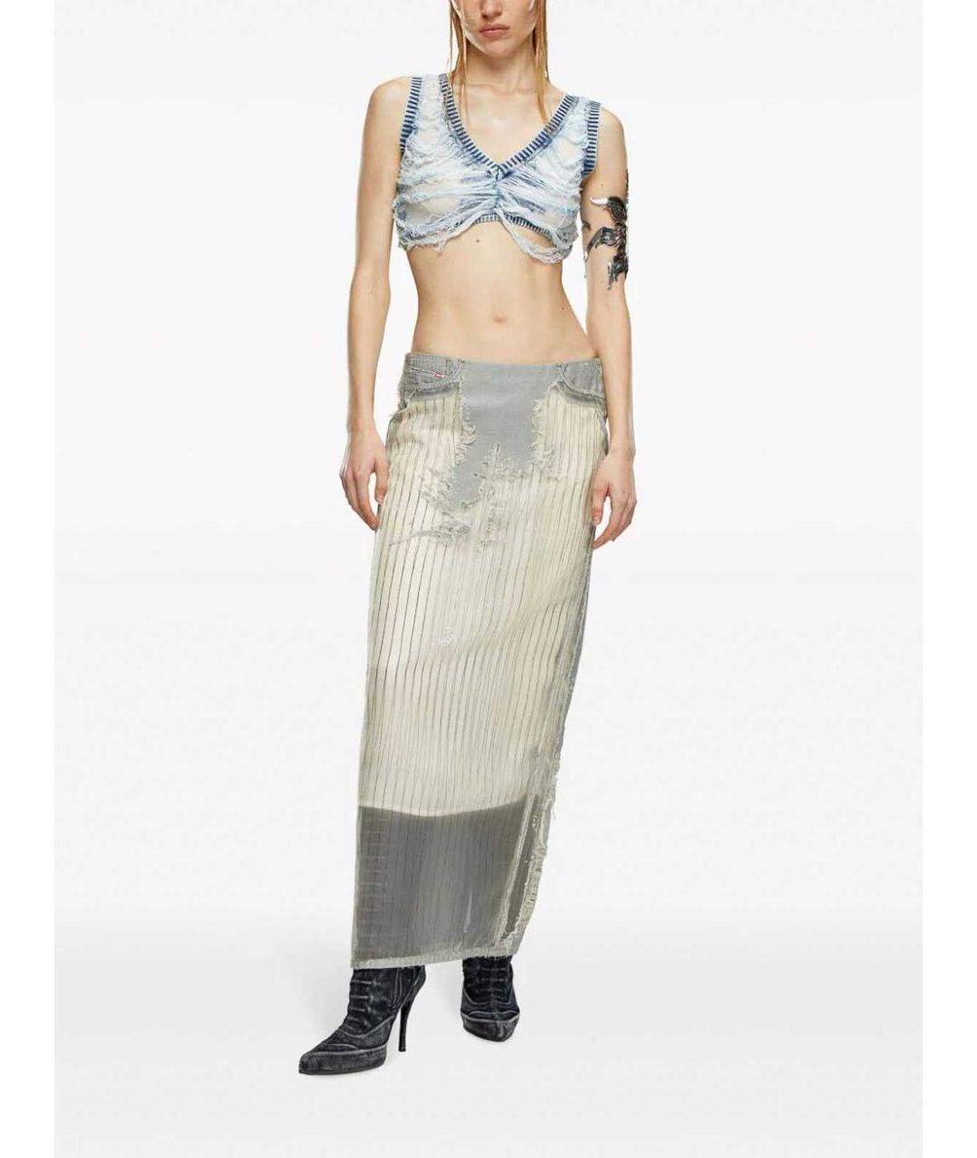 DIESEL Серая деним юбка миди, фото 7