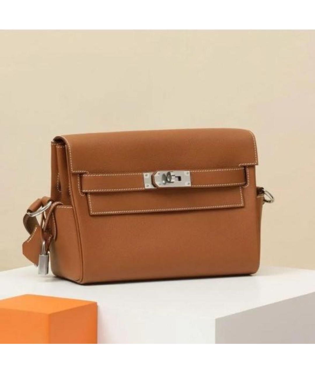 HERMES Коричневая кожаная сумка на плечо, фото 2