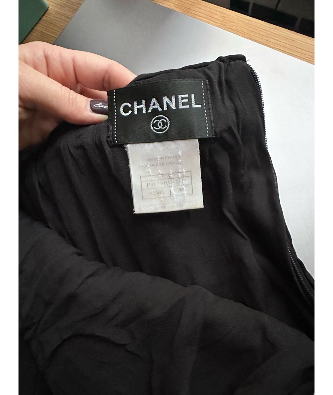 CHANEL Черная шелковая юбка миди, фото 3