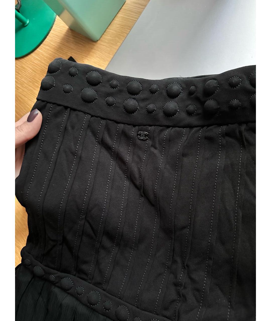 CHANEL Черная шелковая юбка миди, фото 4