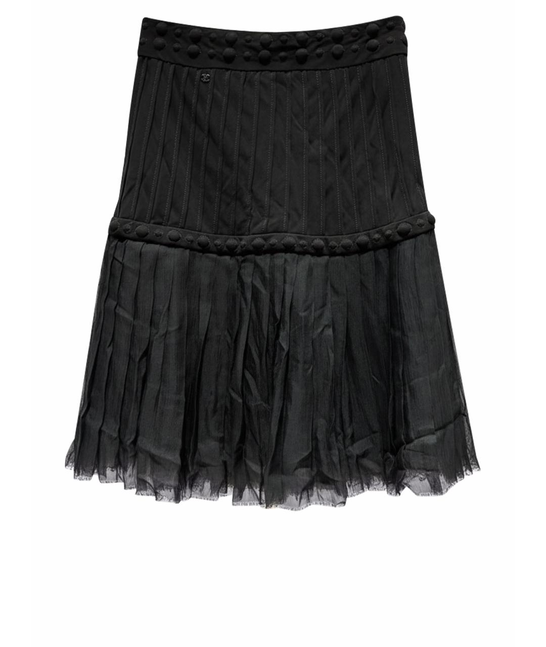 CHANEL Черная шелковая юбка миди, фото 1