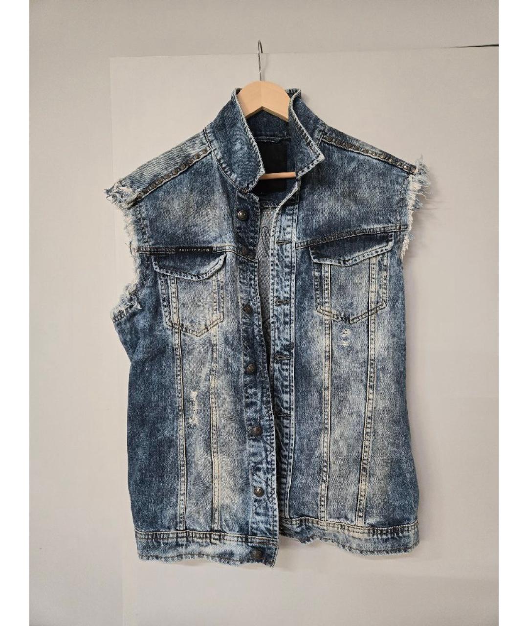 PHILIPP PLEIN Голубой деним жилет, фото 8