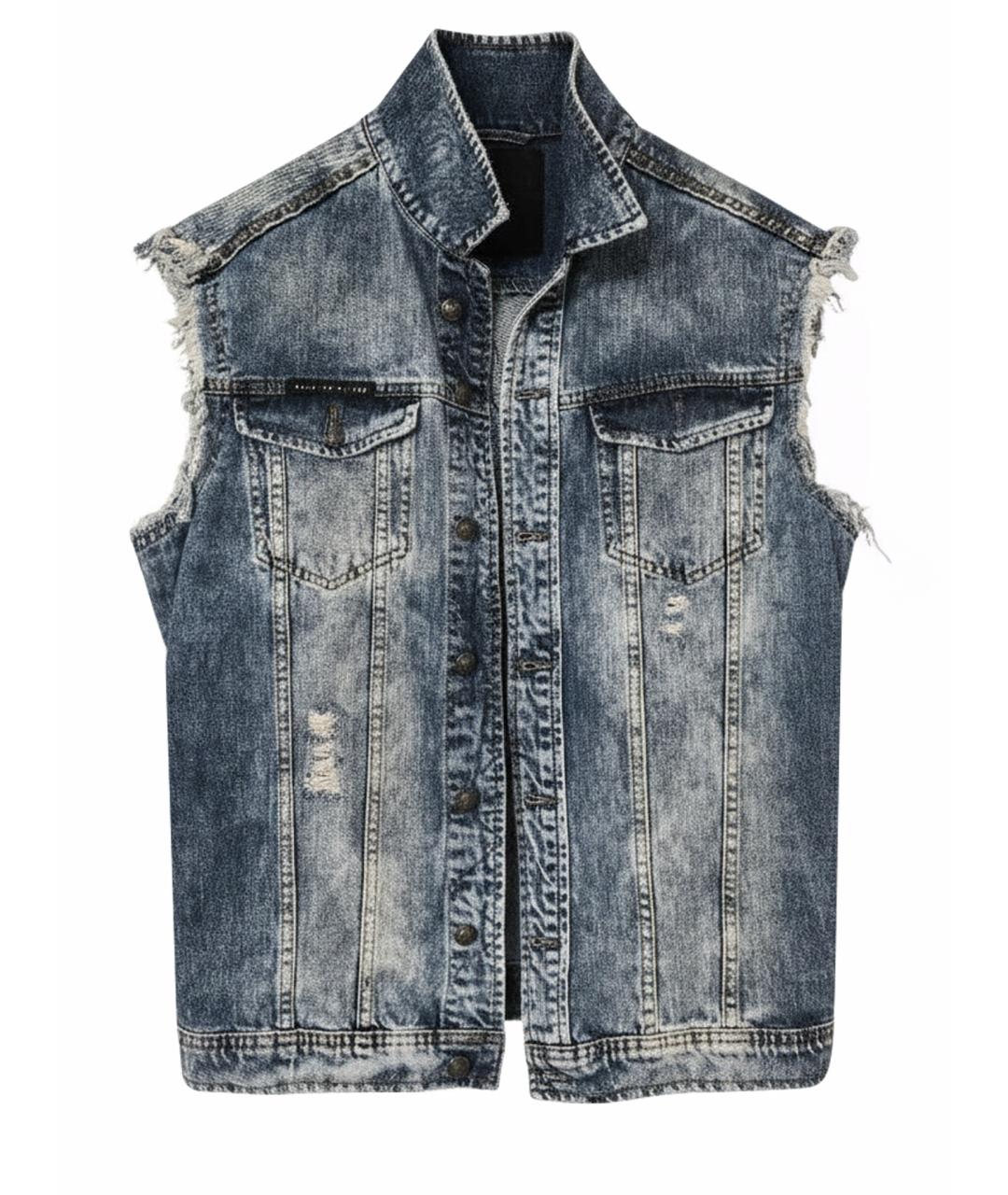 PHILIPP PLEIN Голубой деним жилет, фото 1
