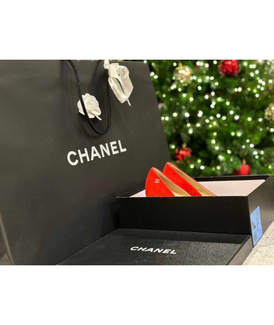 CHANEL Красные замшевые туфли, фото 8