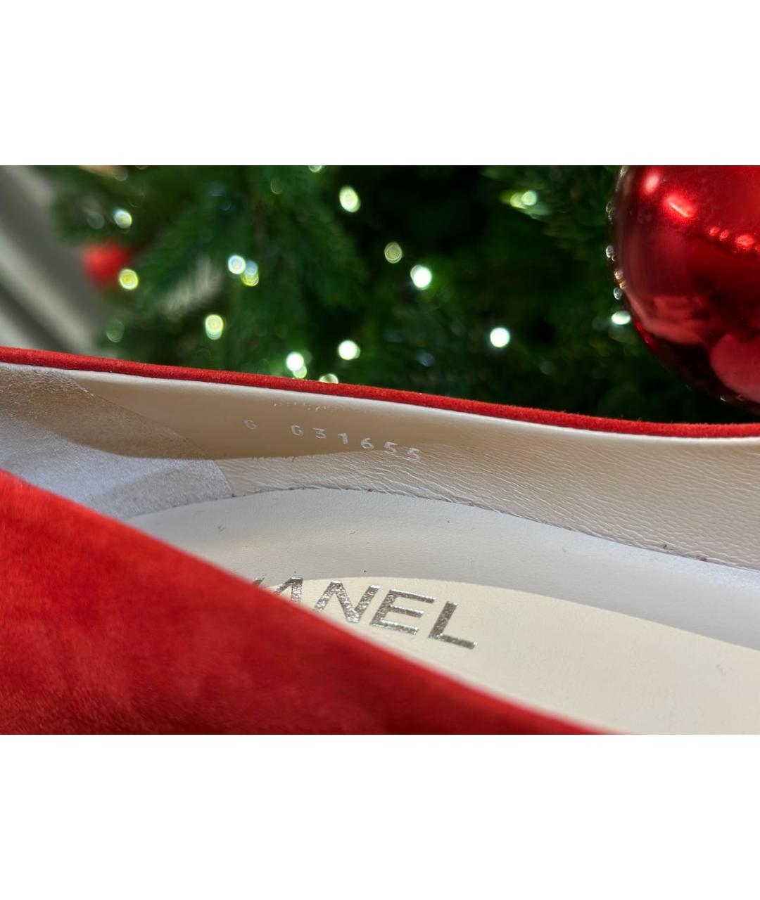 CHANEL Красные замшевые туфли, фото 6