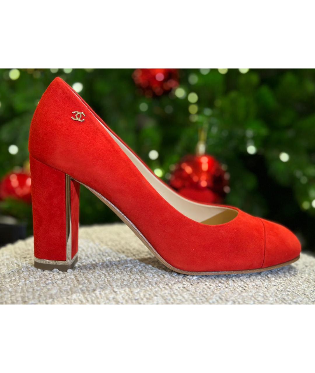 CHANEL Красные замшевые туфли, фото 9