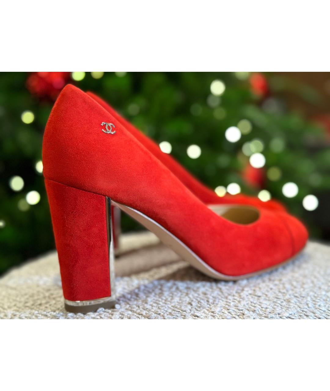 CHANEL Красные замшевые туфли, фото 7
