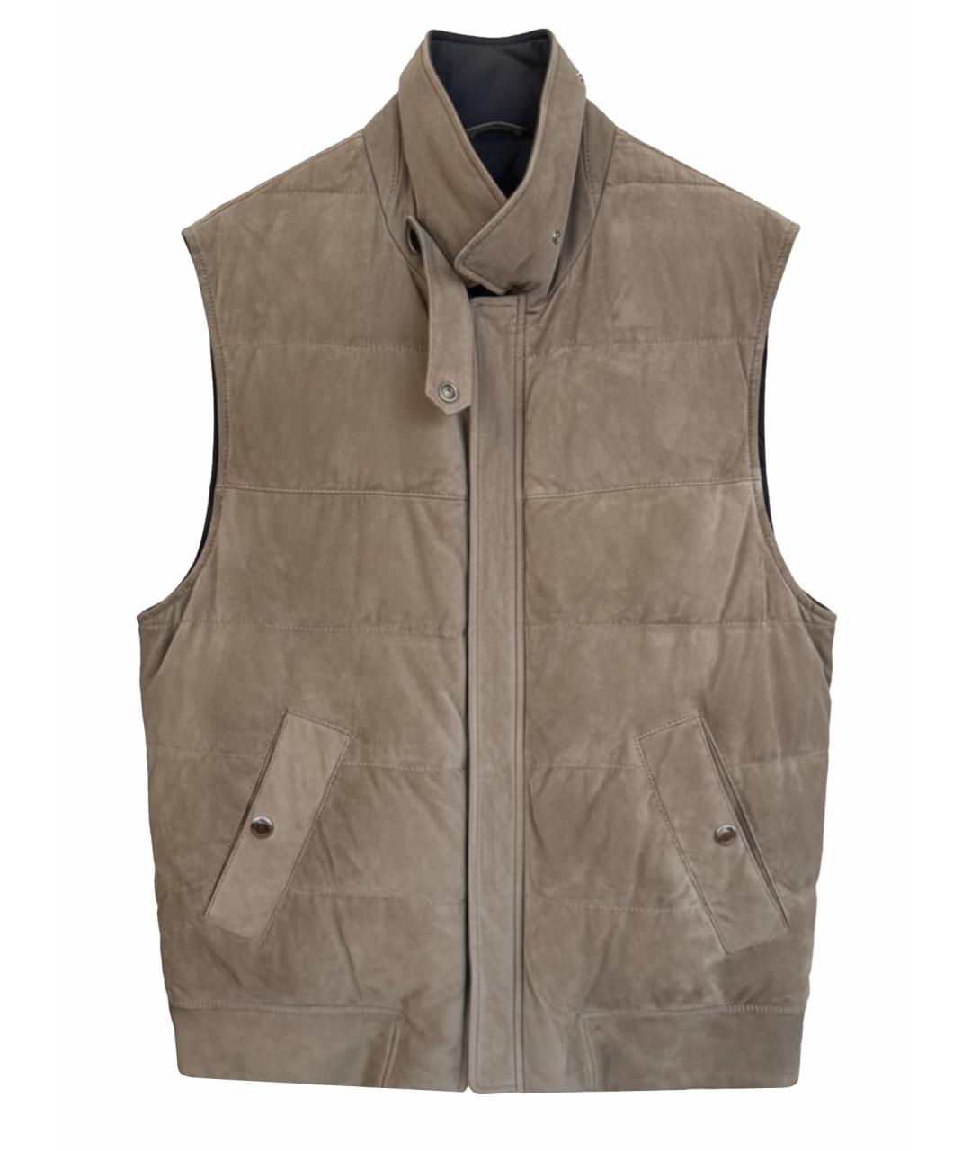 BRUNELLO CUCINELLI Бежевый замшевый жилет, фото 7