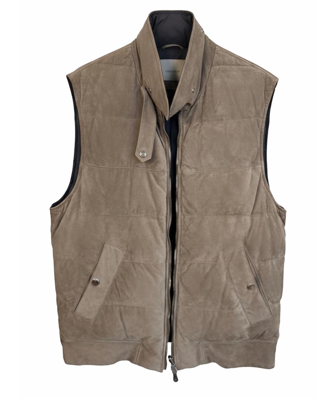 BRUNELLO CUCINELLI Бежевый замшевый жилет, фото 1