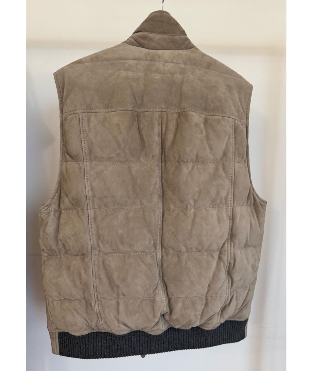 BRUNELLO CUCINELLI Бежевый замшевый жилет, фото 2