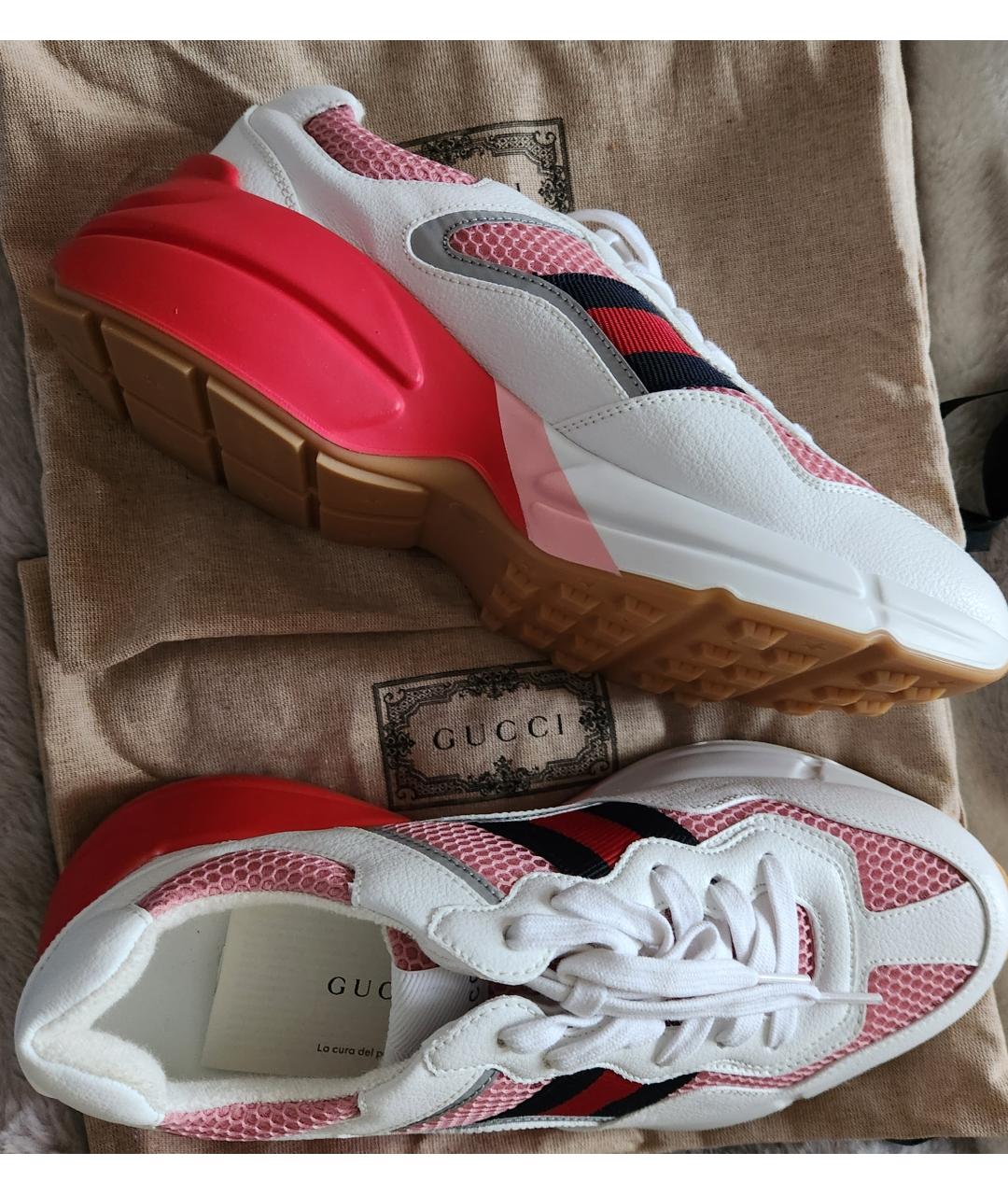 GUCCI Розовые текстильные кроссовки, фото 5