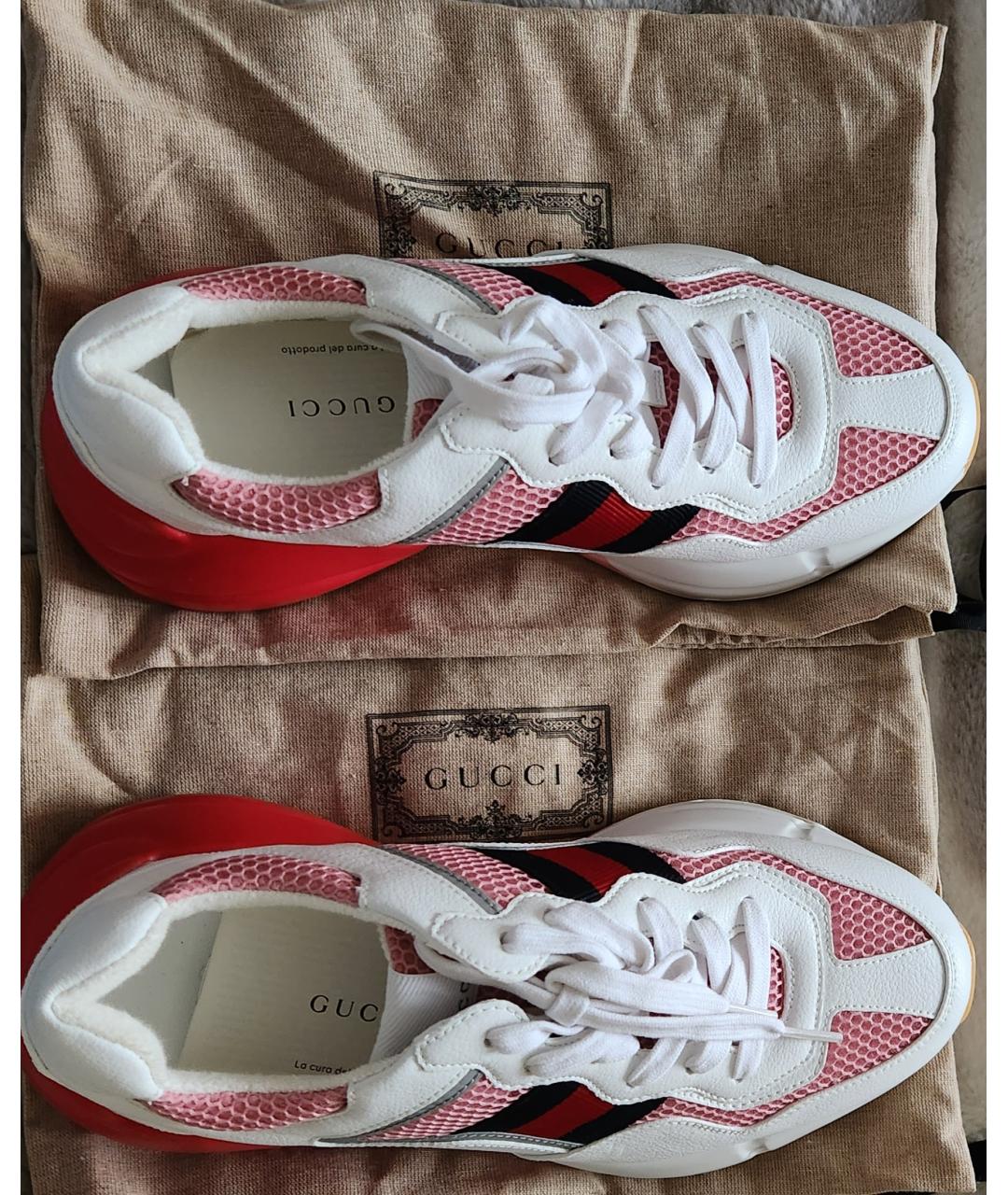 GUCCI Розовые текстильные кроссовки, фото 3