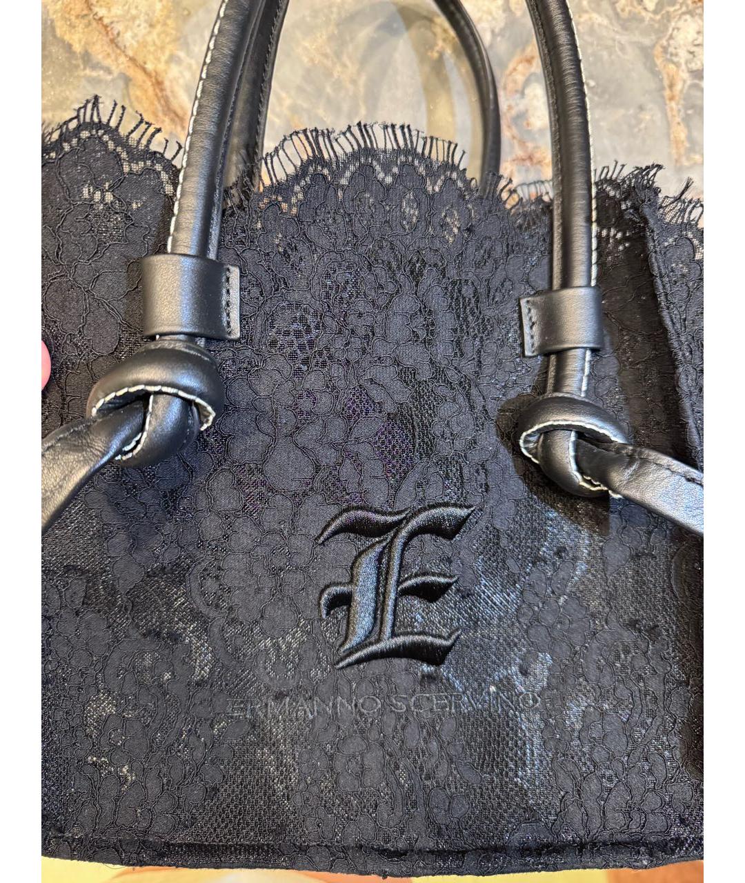 ERMANNO SCERVINO Черная тканевая сумка тоут, фото 5