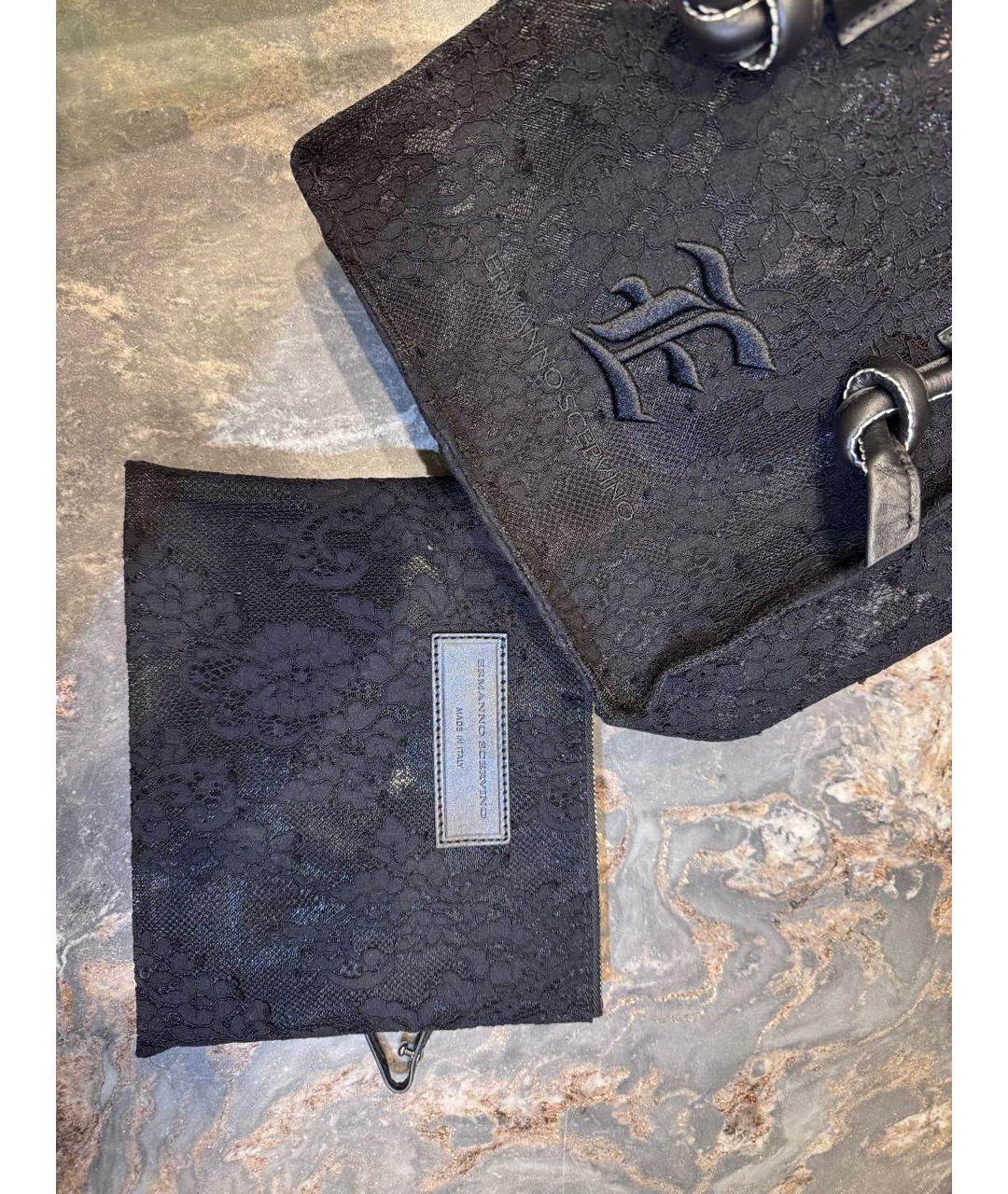 ERMANNO SCERVINO Черная тканевая сумка тоут, фото 3