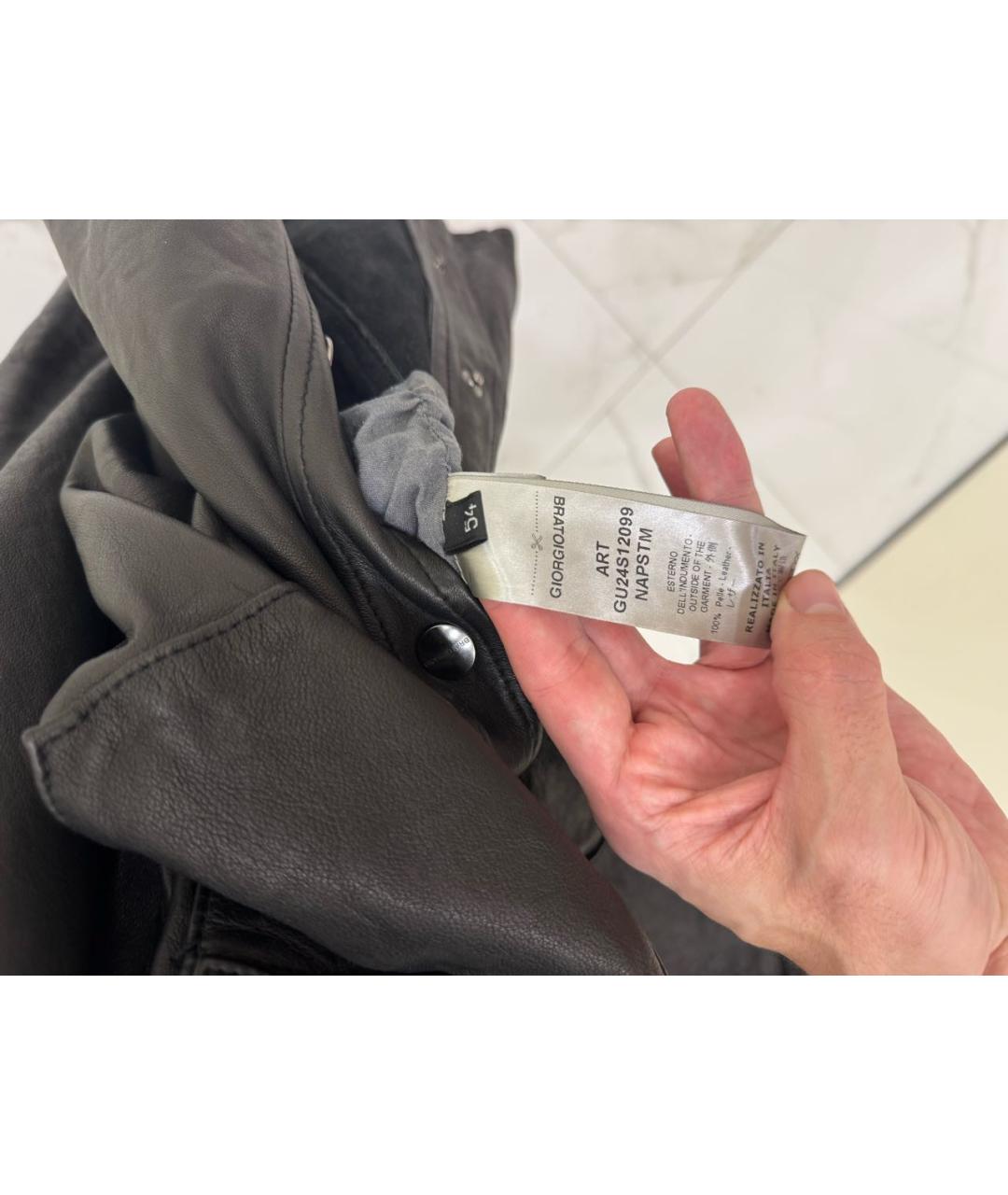 GIORGIO BRATO Черная кожаная куртка, фото 4