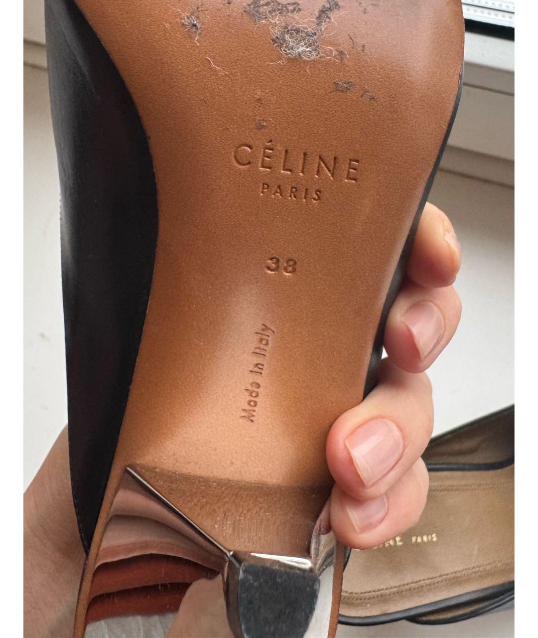 CELINE Черные кожаные мюли, фото 6