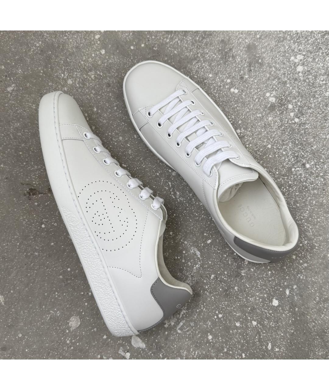 GUCCI Белые кожаные кеды, фото 5