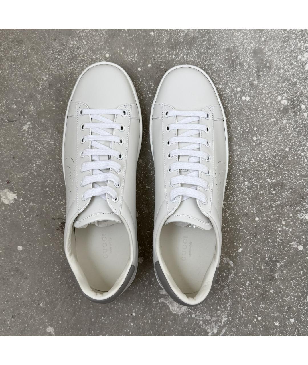GUCCI Белые кожаные кеды, фото 4
