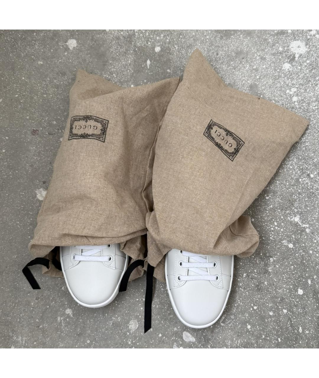 GUCCI Белые кожаные кеды, фото 9